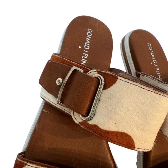 Donald J Pliner Libra Cow Hide Sandals Wide Strap Leather Flats Brown 8 - Picture 5 of 9